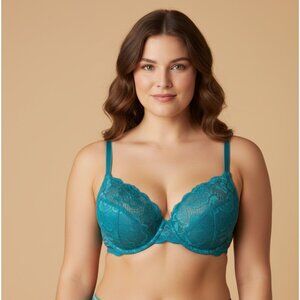 215. Teal Plunge Push-Up Bra – Size 36C